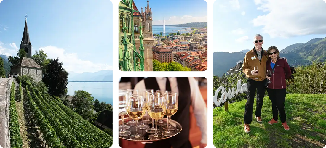 Incentive travel attendees visiting rustic countryside villages in Switzerland